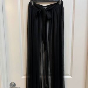 NAADAM Black Sheer Mesh Beach Cover up with Tie Waist Size S